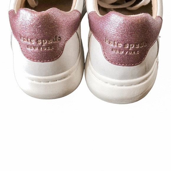 Kate Spade Keswick Glitter Stripe Low-Top Sneakers White Pink Stripe 9.5 - Picture 6 of 10
